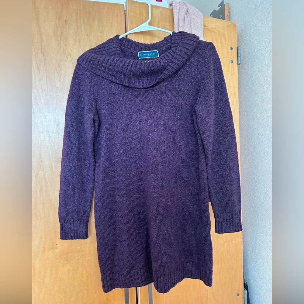 Karen Scott Plum Cowl Neck Sweater